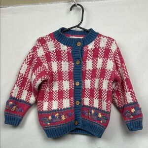 Savannah Baby cotton Blend embroidered pink and blue cardigan sweater size 24 m